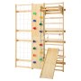 VEVOR Escalera Sueca de Gimnasio con Barras de Madera Maciza 12 Niveles Juego de Escalada Capacidad de 100 kg Montaje de Pared con Anillas de Gimnasio, Tobogán, Columpio para Hogar, Sala de Juegos
