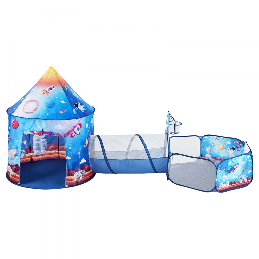 VEVOR Tienda de campaña 3 en 1 para niños, casa de juegos emergente para interior/exterior con bolsa de transporte y correas, regalos para niños, niñas, bebés y niños pequeños, cohete, azul