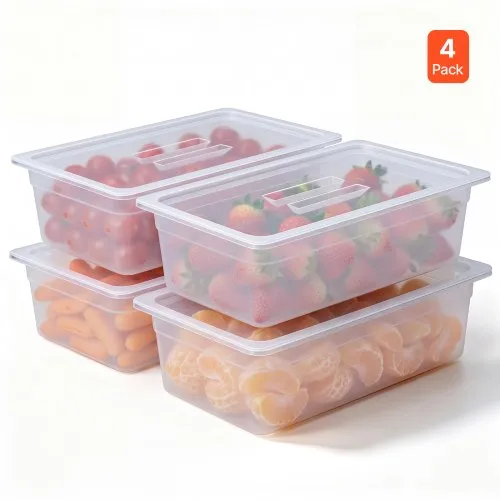 VEVOR Recipientes para Alimentos 6 Piezas de Polipropileno, Tamaño Estándar, con Tapas, Ligero y Duradero, Apto para Lavavajillas, con Marcas de Escala, para Restaurantes, Bufés y Barras de Ensaladas