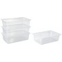 VEVOR 4-Pack Polypropylene Food Pans, Full Size, 15cm Deep, Lid, Prep Table for Restaurants, Buffets, Salad Bars, Commercial Food Storage Containers, Dishwasher Compatible, Stackable, Scale Markings