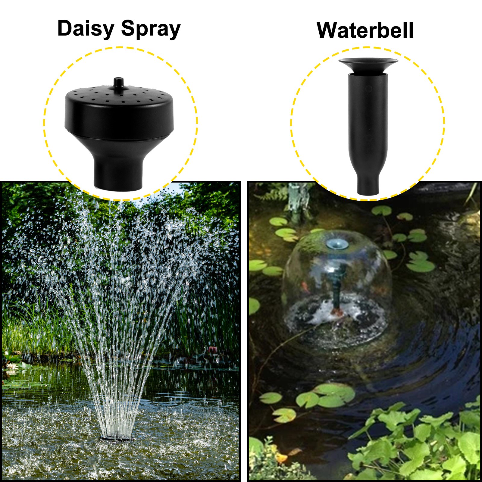 Vevor 2500 L/h Bomba De Agua Para Estanque Jardín Fuente 35 W Con 2 Boquillas