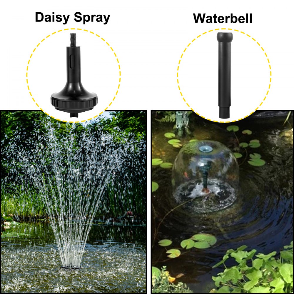 Vevor 6500 L/h Bomba De Agua Para Estanque 130 W 2 Boquillas Altura De 3,9 M