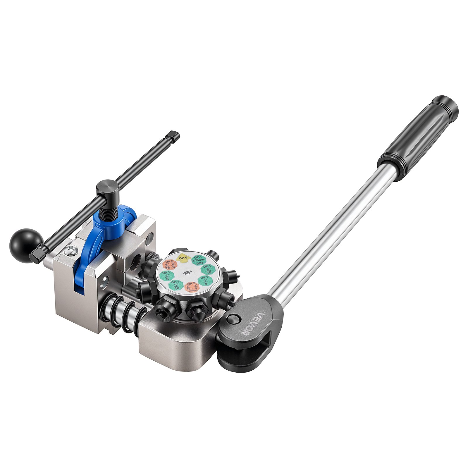 VEVOR Kit de Abocardado de Línea de Freno con Doble Burbuja 45 Grados Herramienta para Tubos de Frenos 4,76 mm a 9,52 mm Kit Profesional para Reparación Automotriz con Cabezal Cortatubos Llave y Caja