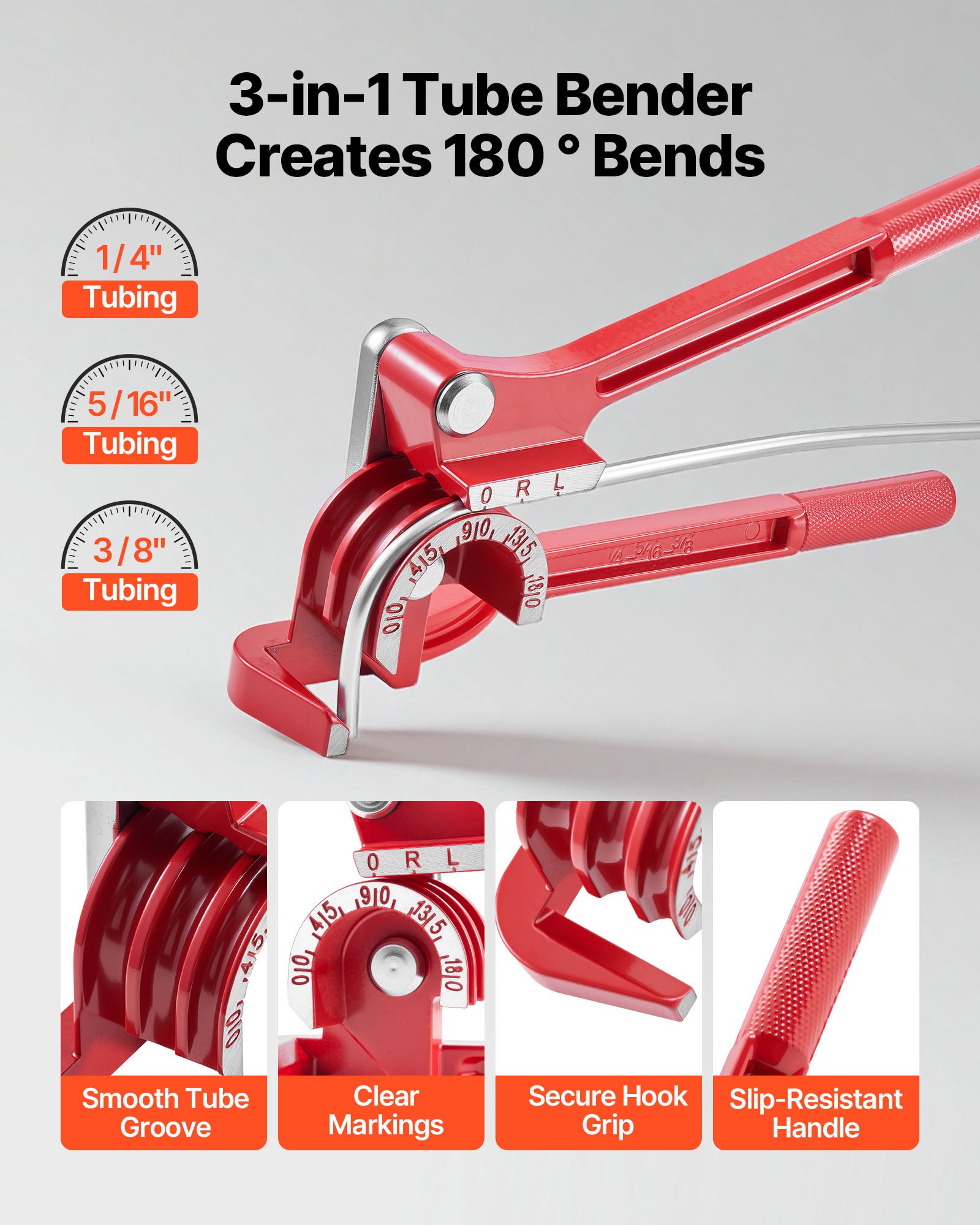 VEVOR Herramienta Abocardador Tubos de Freno, Kit de Reparación de Líneas de Freno 37 Grados para Tubo de Cobre de 4,76 x 15,87 mm, Dobladora de Tubos 3 en 1, Cortador de Tubos, 20 Racores, 2 Uniones