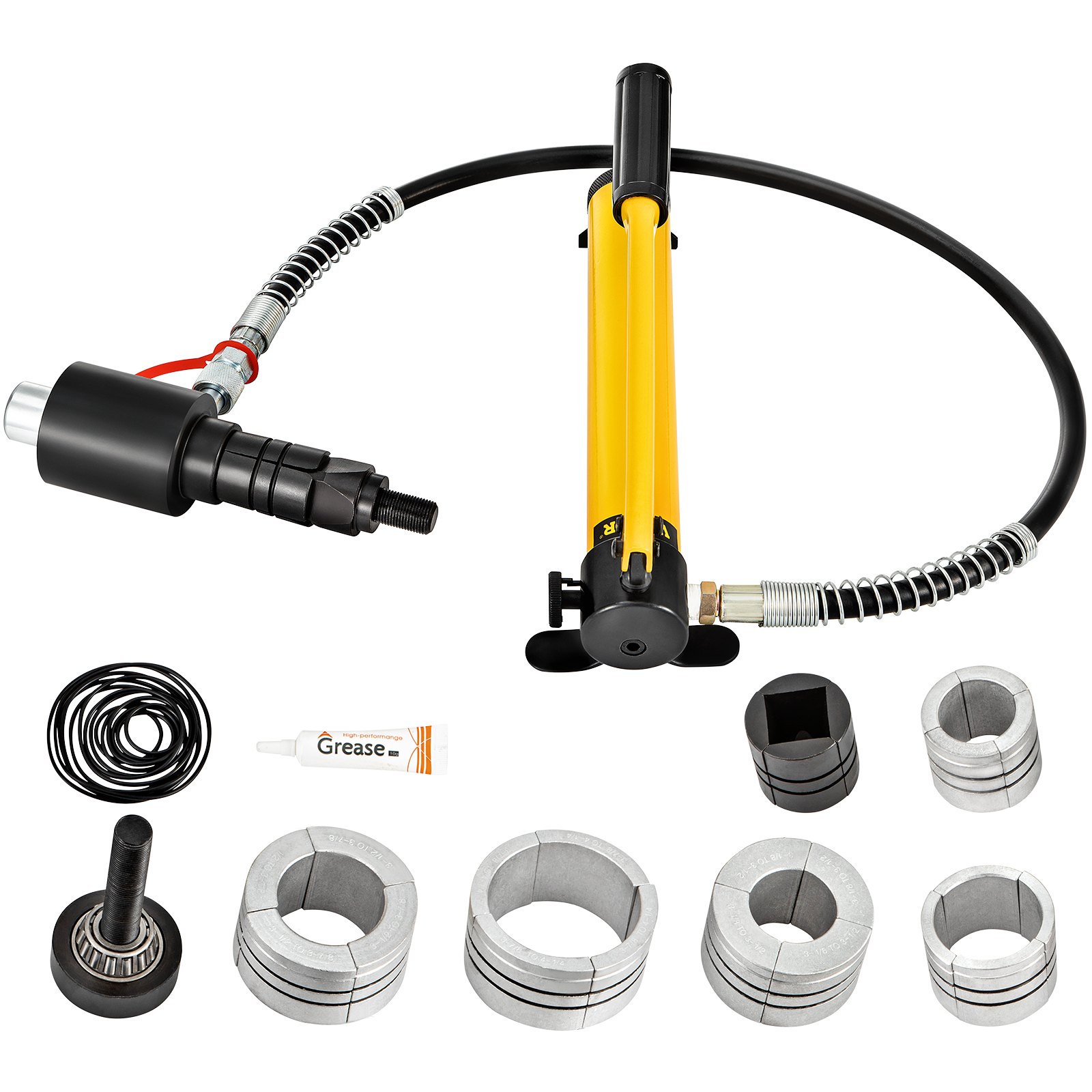 VEVOR Expansor de tubo de escape hidráulico tamaño 1-5/8" a 4-1/4" estirador de tubo hidráulico manual 10T 4 troqueles 2 cajas de almacenamiento para tubos de cobre y aluminio reparación de automóvil