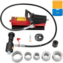 VEVOR Expansor de tubo de escape hidráulico, tamaño 1-5/8" a 4-1/4", bomba de pedal 10 T con 4 troqueles 2 cajas de almacenamiento para tubos de cobre y aluminio en reparación de automóviles