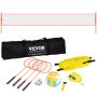 VEVOR Juego de voleibol y bádminton, red de bádminton portátil para exteriores, postes de acero de altura ajustable, juego combinado profesional con voleibol de PVC, para césped, playa y jardín