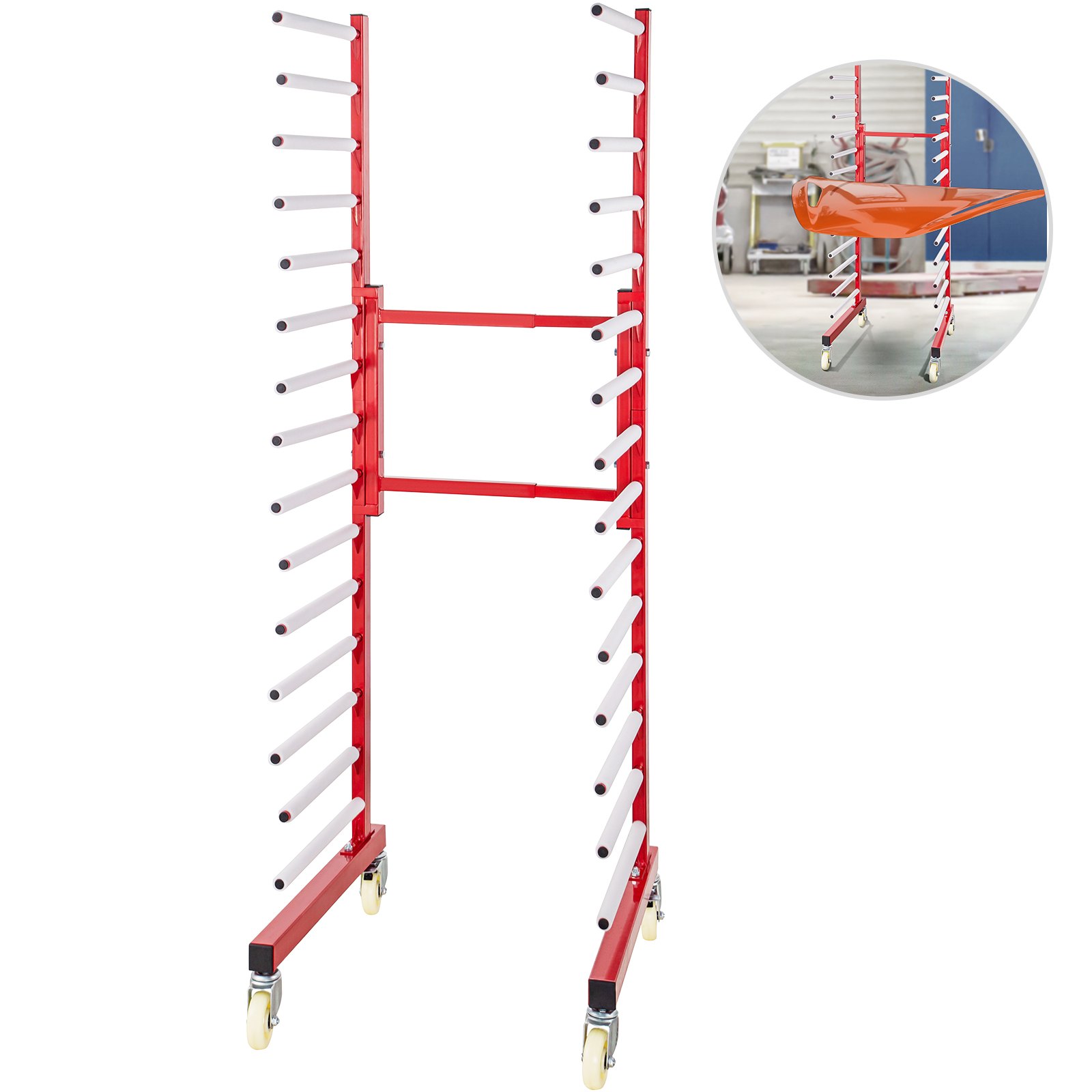 Vevor Rejilla De Secado De Pintura De Coches 770 Libras 15 Pares De Brazos Rojo