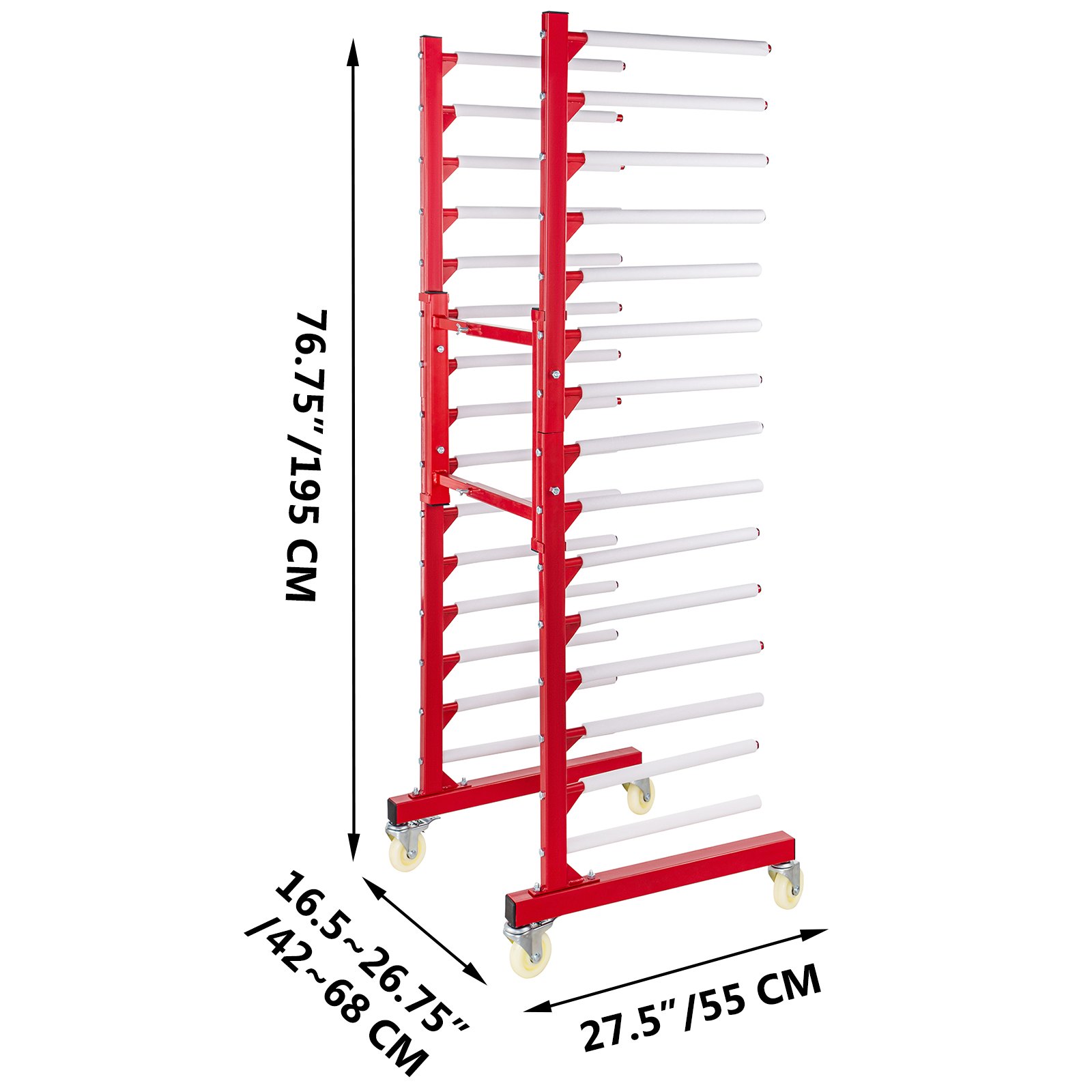 Vevor Rejilla De Secado De Pintura De Coches 770 Libras 15 Pares De Brazos Rojo