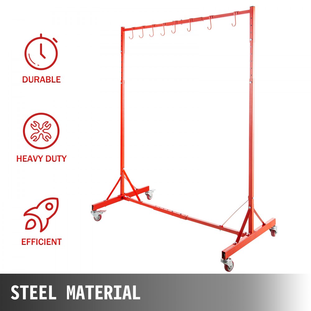 Estante de pintura Soporte de pintura automotriz 8 ganchos, secado de pintura, ajustable en rojo
