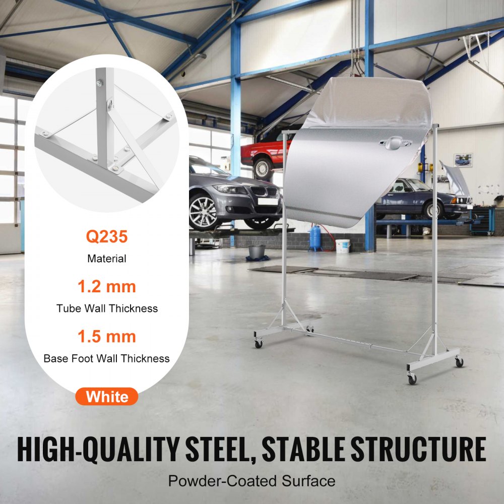 VEVOR Paint Stand, 1.5 - 2.1 m height adjustable, 30 kg load capacity, paint stand for cars, paint drying stand with 8 hooks and 4 swivel casters, bodywork stand for car workshops and garages