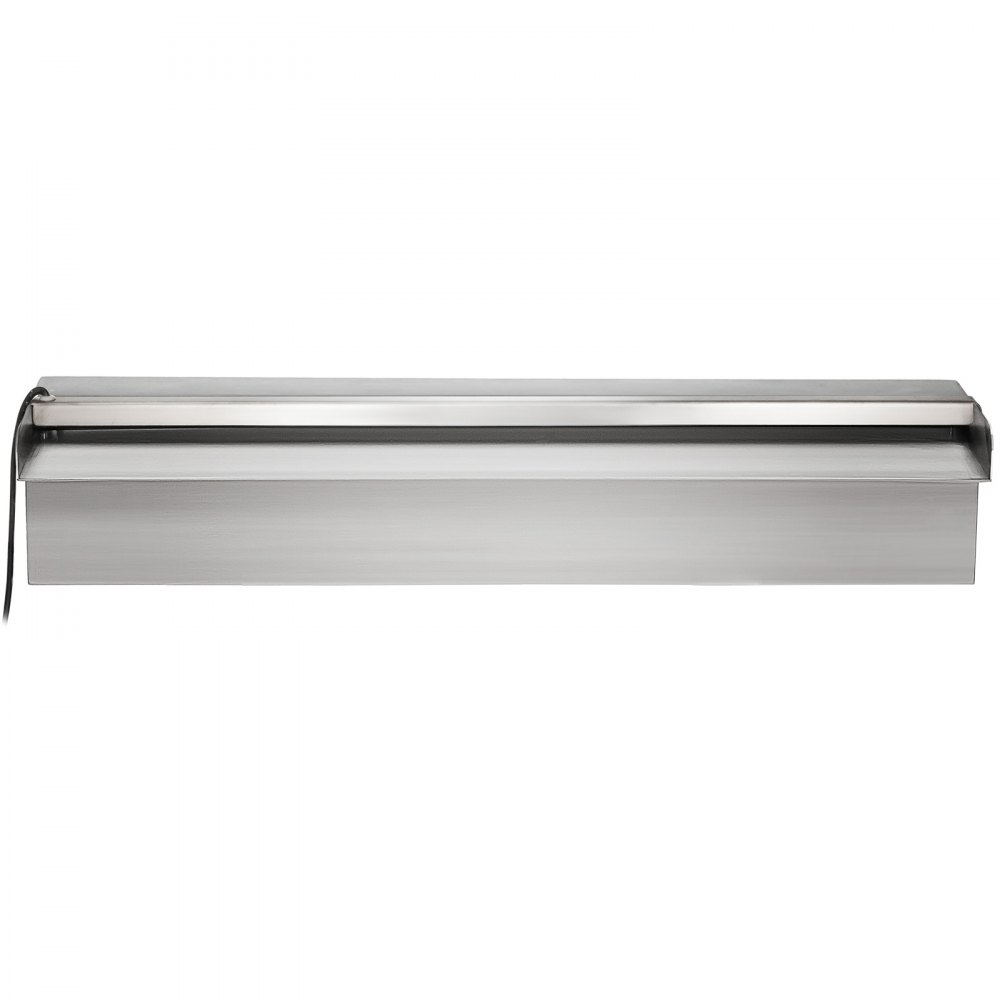 VEVOR Fuente Rectangular para Piscina Acero Inoxidable Cascadas para Piscinas 30 x 11,5 x 8 cm Fuente de Piscina Exterior Flujo de Agua con Tira LED de Colores de Jardín Patio Estanque