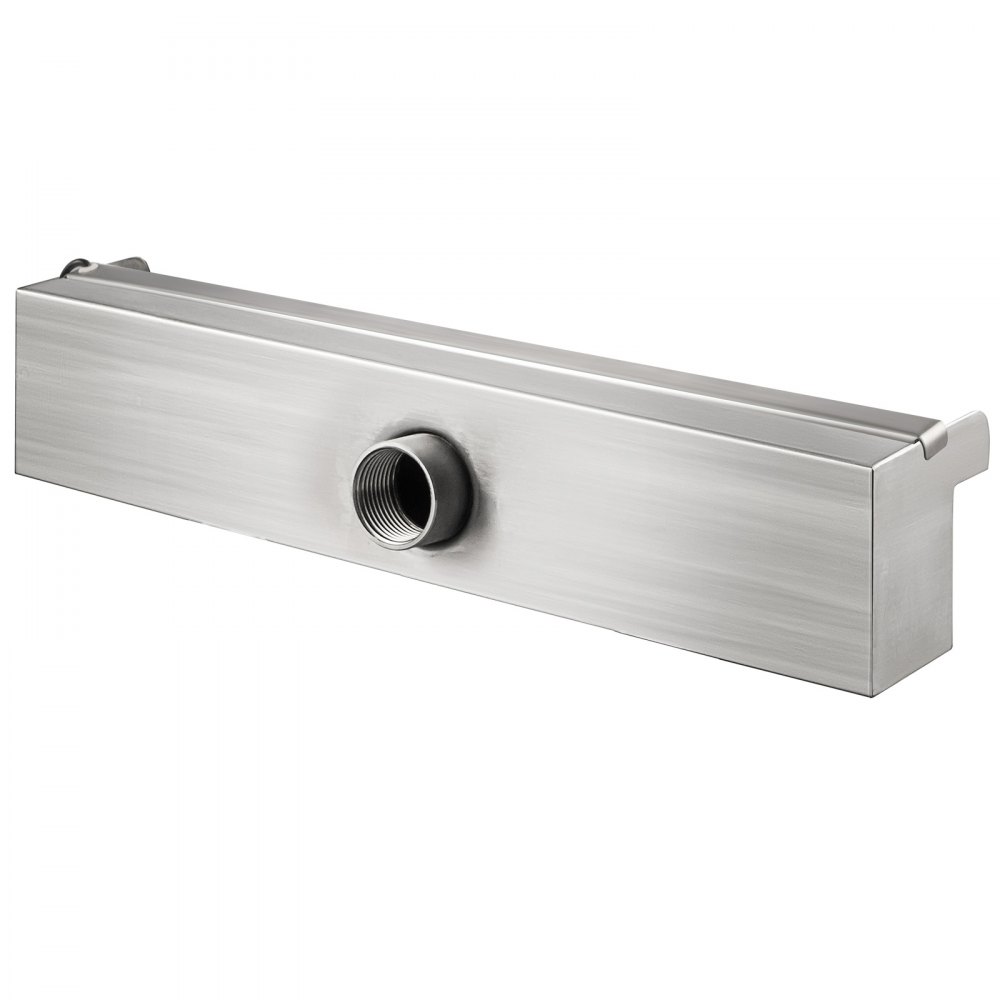 VEVOR Fuente Rectangular para Piscina Acero Inoxidable Cascadas para Piscinas 30 x 11,5 x 8 cm Fuente de Piscina Exterior Flujo de Agua con Tira LED de Colores de Jardín Patio Estanque
