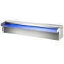 VEVOR Fuente Rectangular para Piscina Acero Inoxidable Cascadas para Piscinas 30 x 11,5 x 8 cm Fuente de Piscina Exterior Flujo de Agua con Tira LED de Colores de Jardín Patio Estanque
