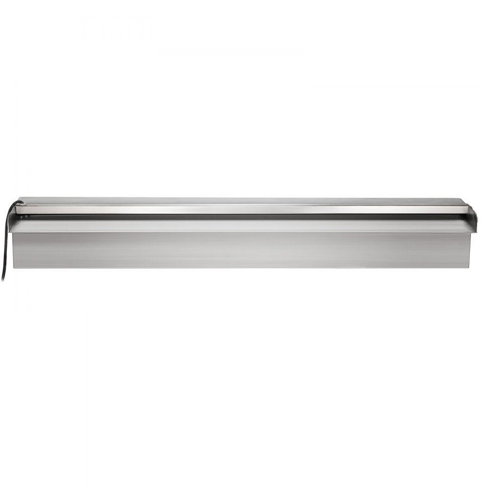 VEVOR Cascada de Agua de Acero Inoxidable 60 x 11.4 x 7.8 CM Fuente de Cascada Cascada Agua Acero Inoxidable Fuente Rectangular para Piscina con LED