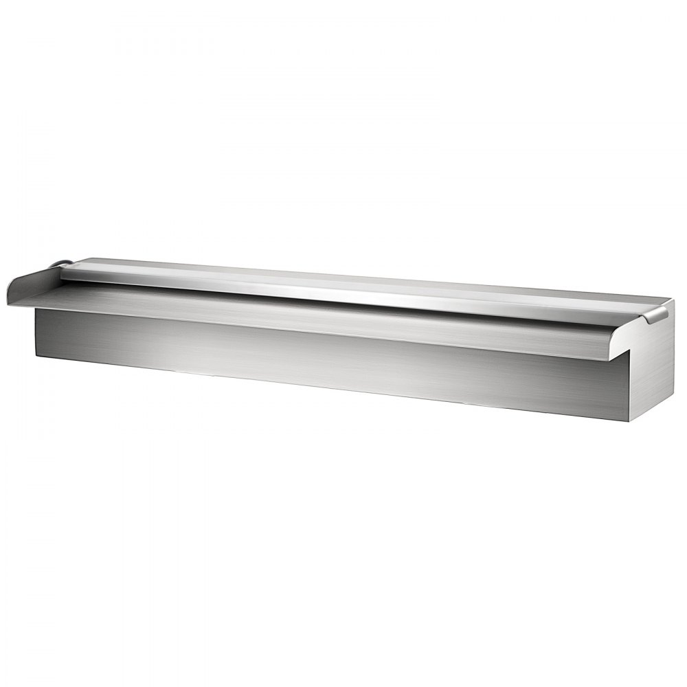 VEVOR Cascada de Agua de Acero Inoxidable 60 x 11.4 x 7.8 CM Fuente de Cascada Cascada Agua Acero Inoxidable Fuente Rectangular para Piscina con LED