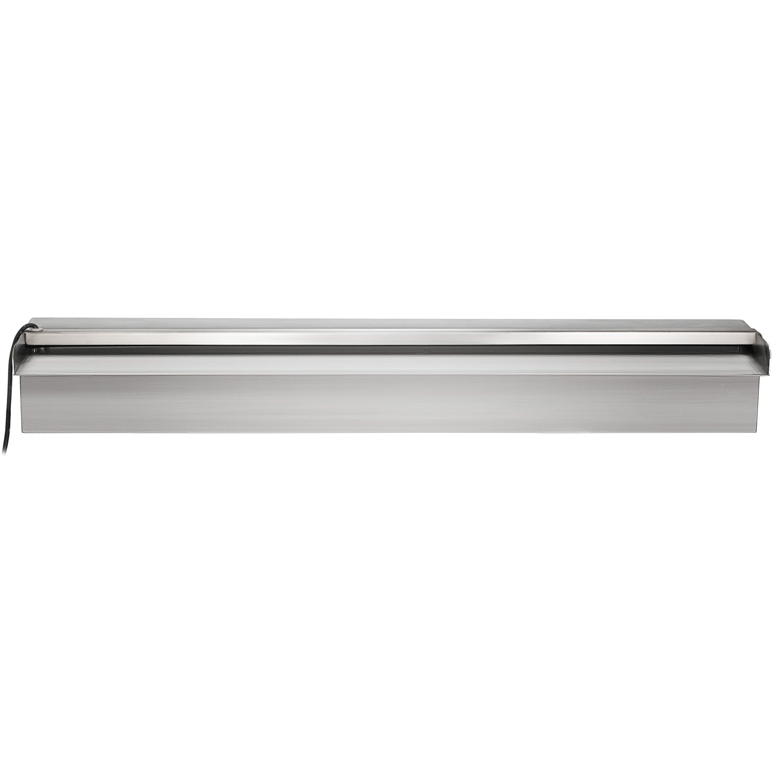 VEVOR Cascada de Agua de Acero Inoxidable 60 x 11.4 x 7.8 CM Fuente de Cascada Cascada Agua Acero Inoxidable Fuente Rectangular para Piscina con LED