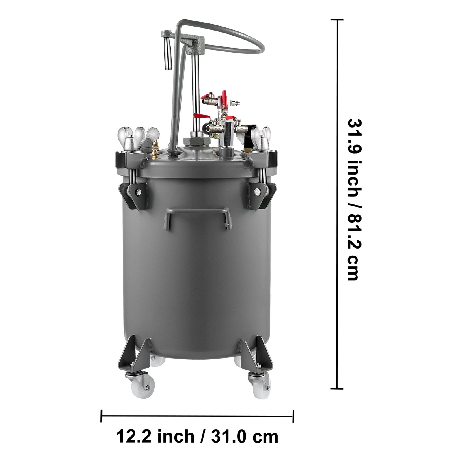 Vevor Pintura Tanque De Presión 20 L 60-71 Psi Tanque De Pintura Manual Plata