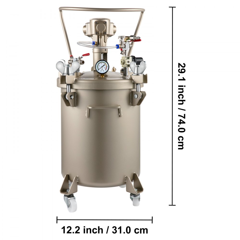Vevor 30 L De Pintura Tanque De Presión 5 Bar Tanque De Pintura Automático Oro