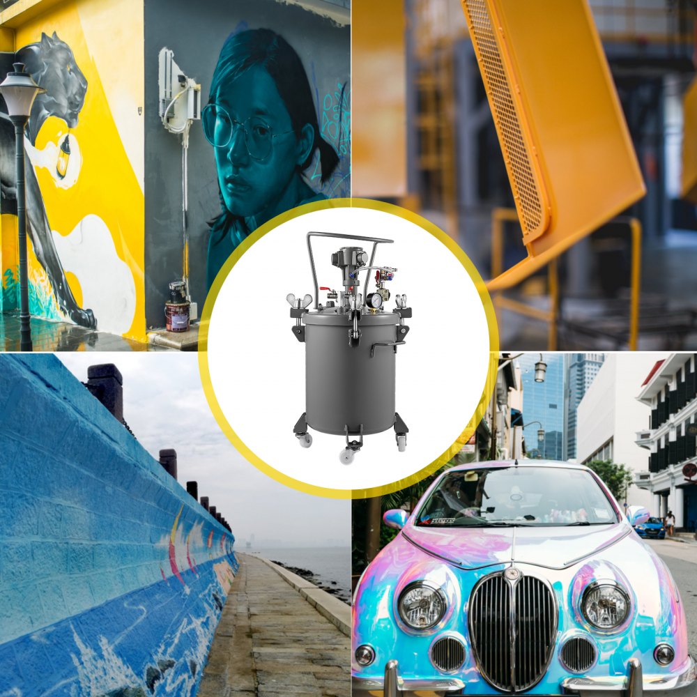 Vevor 30 L De Pintura Tanque De Presión 5 Bar Tanque De Pintura Automático Plata