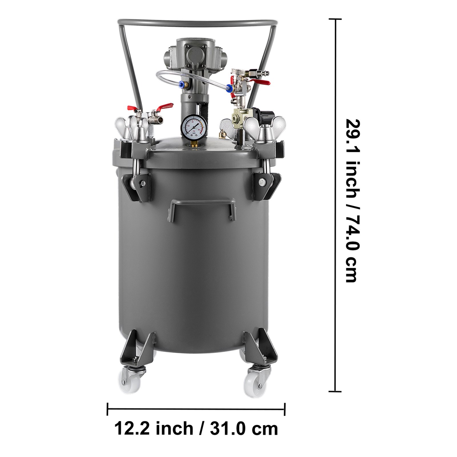 Vevor 30 L De Pintura Tanque De Presión 5 Bar Tanque De Pintura Automático Plata