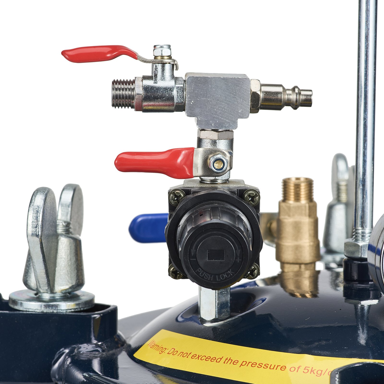 VEVOR Tanque de Pintura con Depósito 10L Regulador de Presión de Pintura con Doble Válvula Entrada de Aire 6,4 mm Salida 9,5 mm Pulverizador de Pintura Presión 70 PSI para Decoración de Interiores