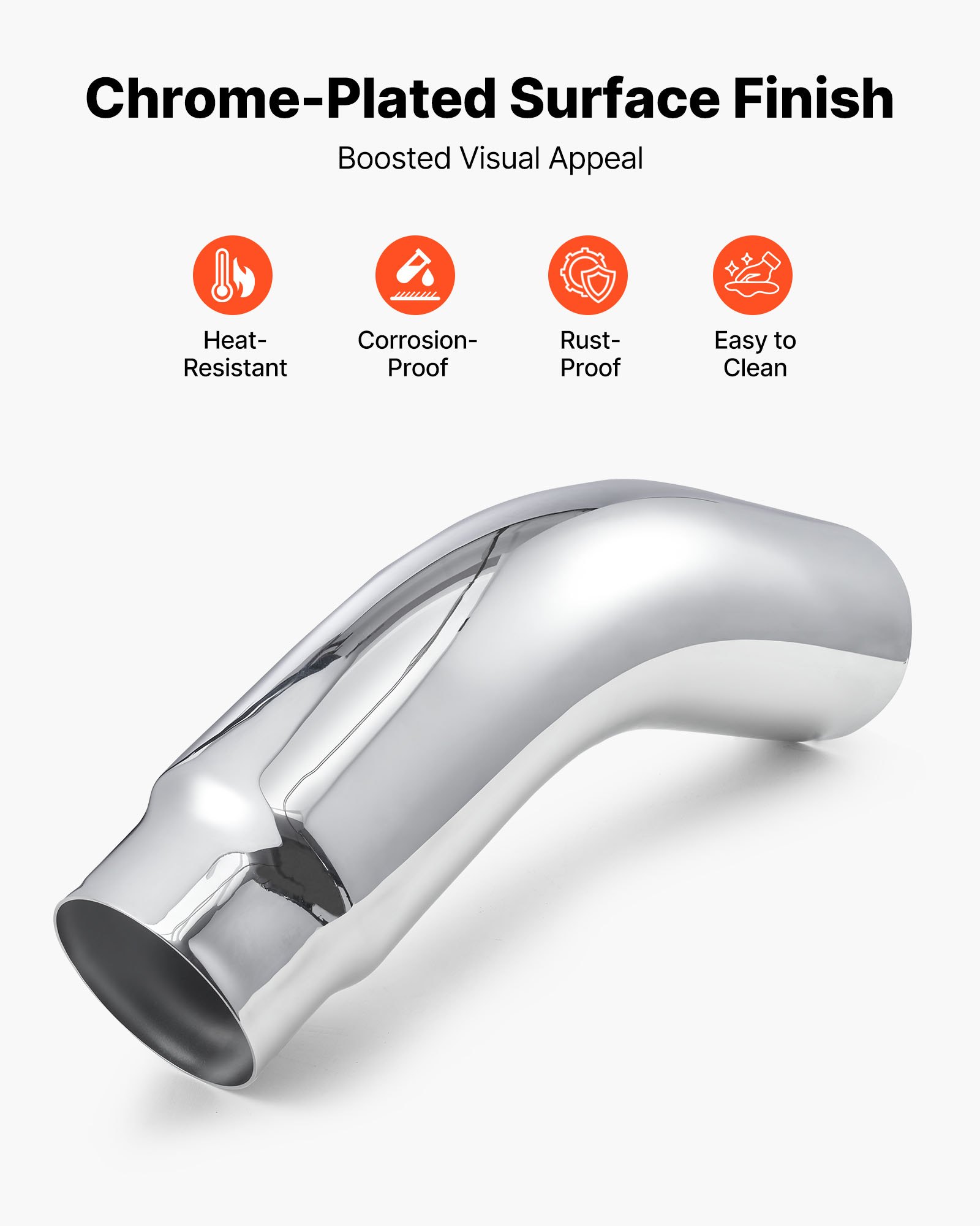 VEVOR Elbow Exhaust Tip, 127mm Inlet, 152.4mm Outlet, 584mm Overall Length, Chrome Turn Down Exhaust Tip with Clamp for Truck, Sedan, Sports Car, SUV, Chrome Structure for High Temperature Resistance