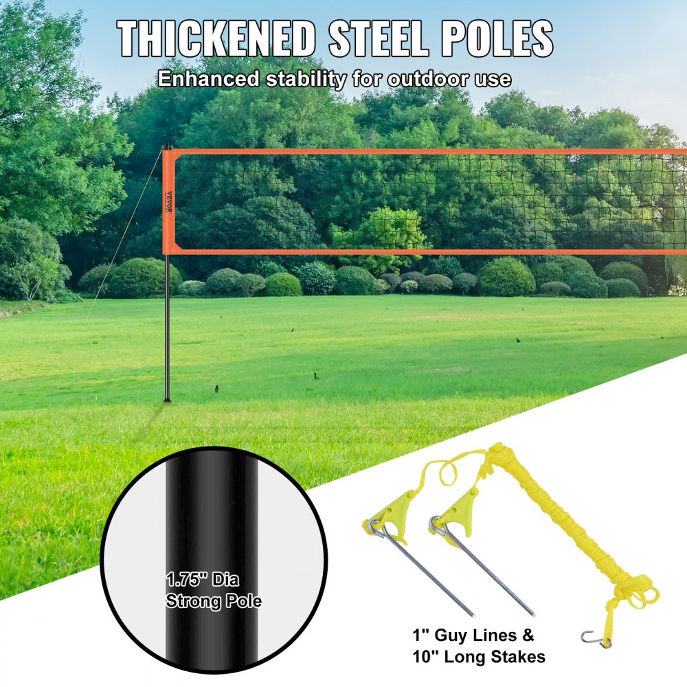 VEVOR Red de voleibol portátil para exteriores, postes de aluminio de altura ajustable, juego de voleibol profesional con pelota de voleibol de PVC, bomba y bolsa, para jardín, playa, césped