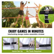 VEVOR Red de voleibol portátil para exteriores, postes de aluminio de altura ajustable, juego de voleibol profesional con pelota de voleibol de PVC, bomba y bolsa, para jardín, playa, césped
