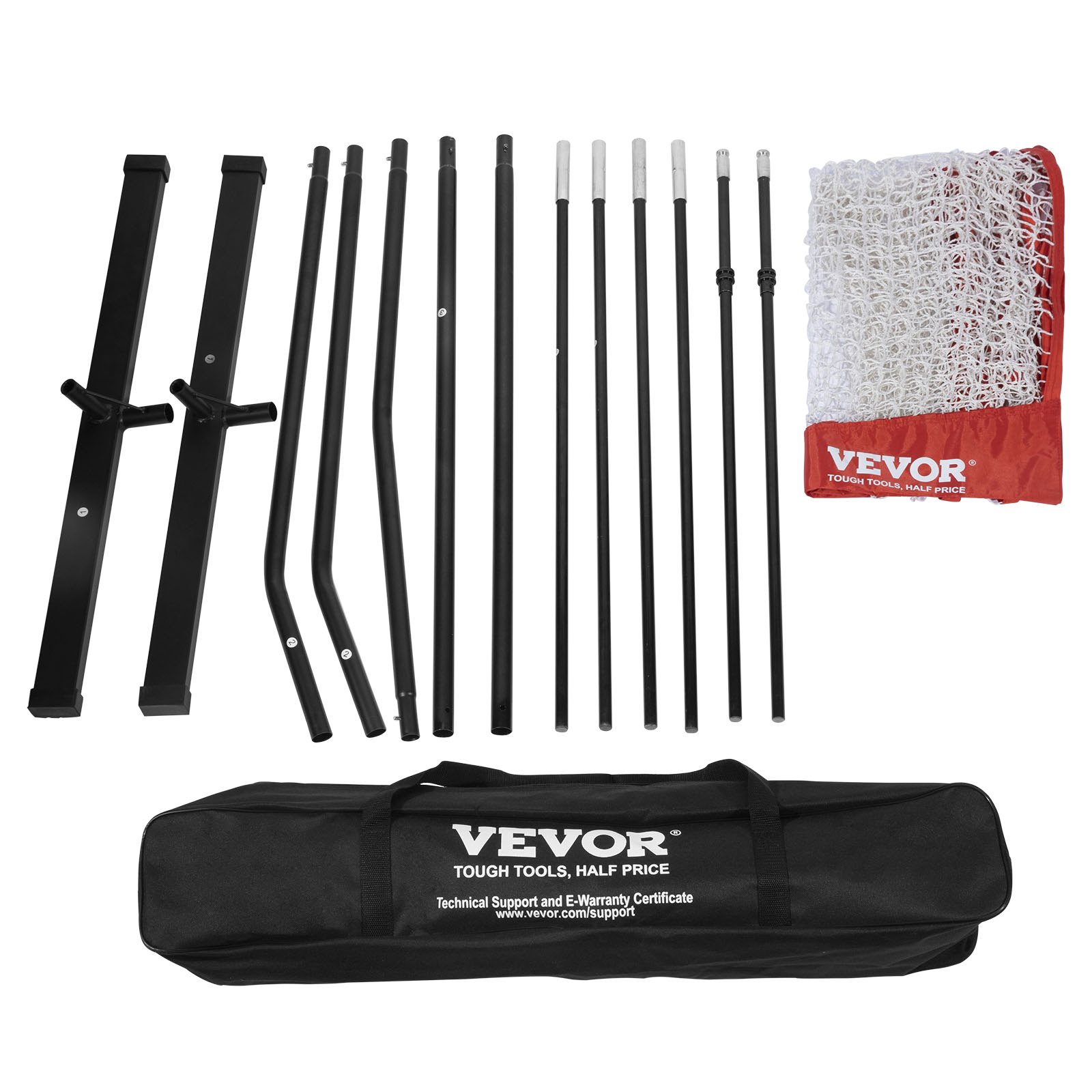 VEVOR Red de Entrenamiento de Voleibol Independiente para Uso Interior o Exterior, Sistema de Red portátil de Altura Ajustable con Bolsa de Transporte, para Golpear Ejercicios de Servicio