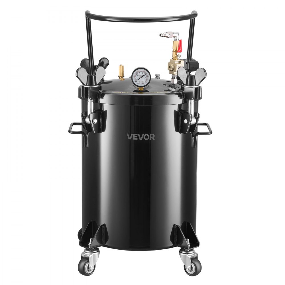 VEVOR Tanque de Presión, Capacidad de 30 Litros, con 2 Conectores UE/AU para Estudios Creativos y Aficionados al Bricolaje, con Acoplamientos Rápidos y Cuatro Ruedas, 390 x 340 x 630 mm, Color Negro