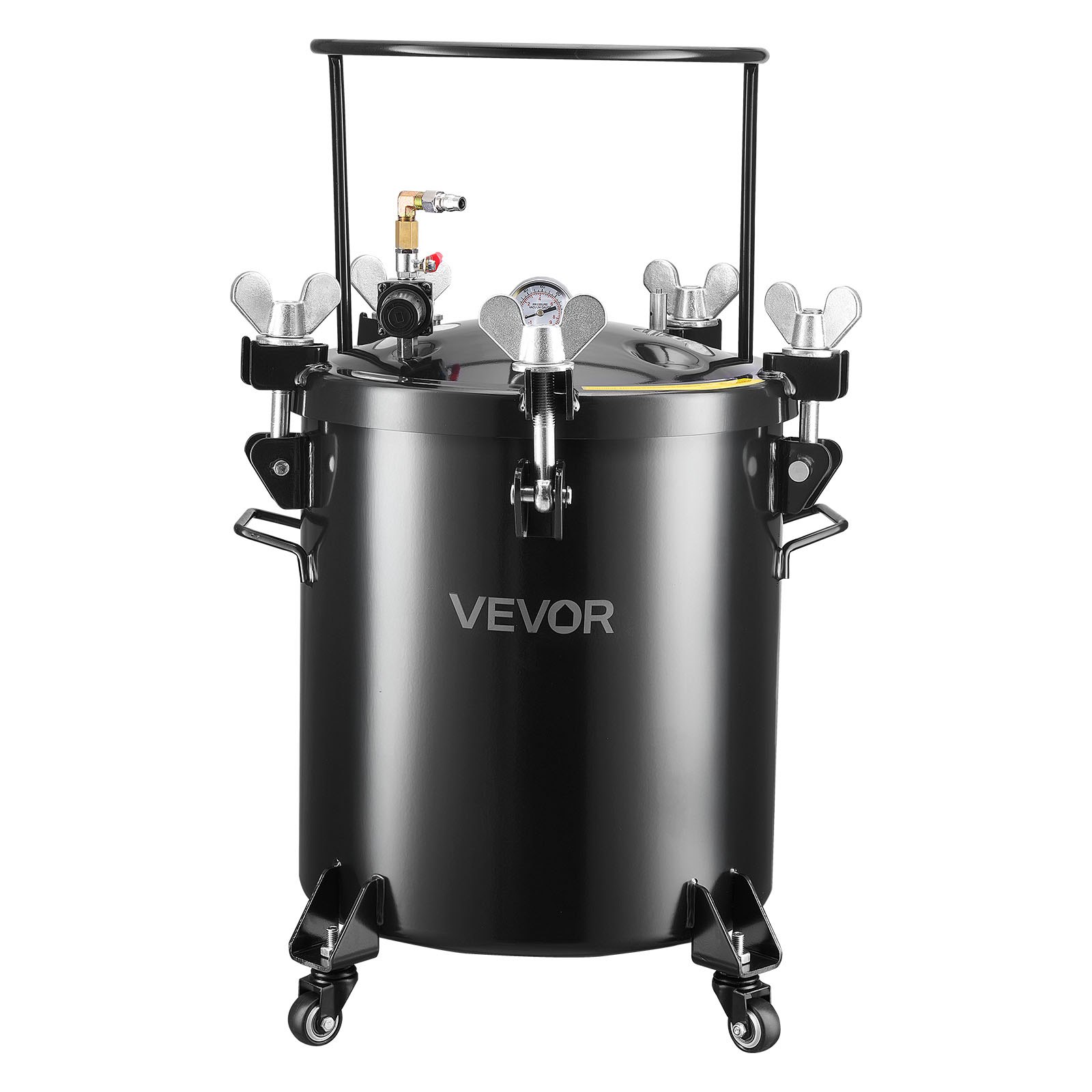 VEVOR Tanque de Presión para Pintura en Aerosol, 40 L, con 3 Conectores Rápidos UE/AU/EE. UU. para Aficionados al Bricolaje o Artistas de Estudio, 4 Ruedas, hasta 0,55 MPa, 450 x 450 x 740 mm
