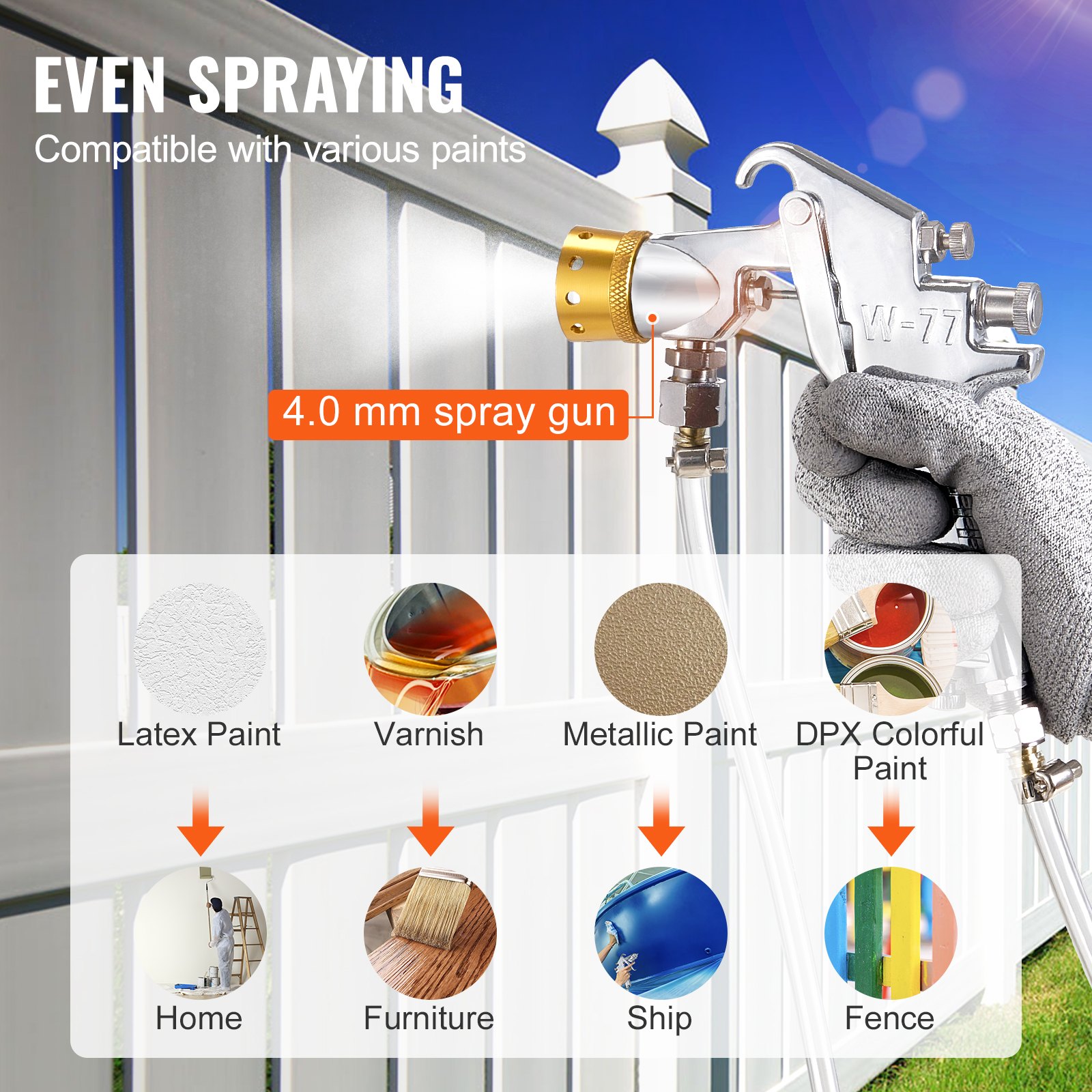 VEVOR Pressure Tank for Spray Paint, 30 L Fully Automatic Pressure Tank with Stirring Function, 70 psi Adjustable Pressure, Pressure Tank Paint Container with Spray Gun and Hoses, for Painting