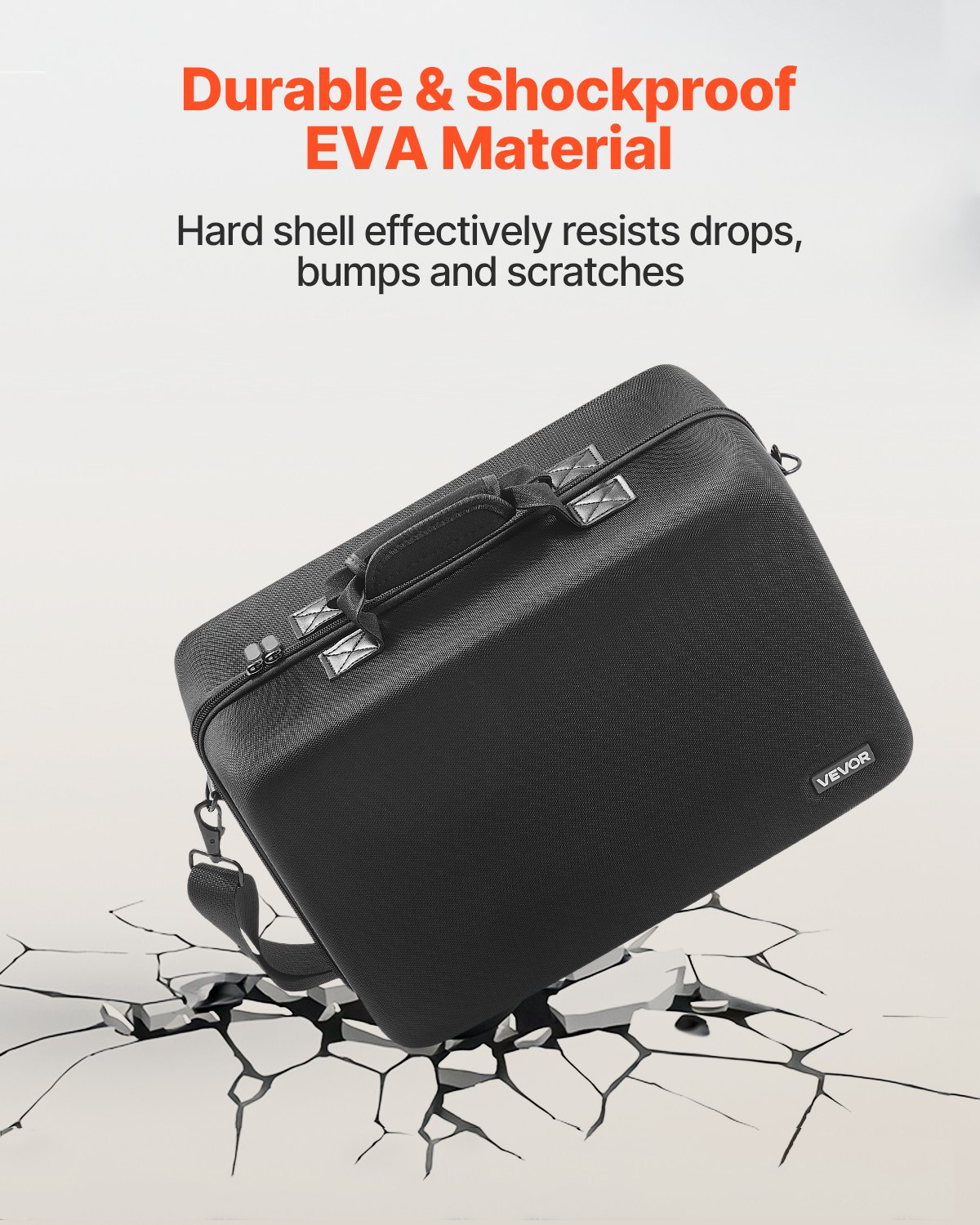 VEVOR Estuche de Transporte PS5, Bolsa de Viaje 395 x 190 x 250 mm para PlayStation 5 Slim EVA a Prueba de Golpes con Forro Interior Suave, Divisores Acolchados y Asa para Almacenamiento, Negro