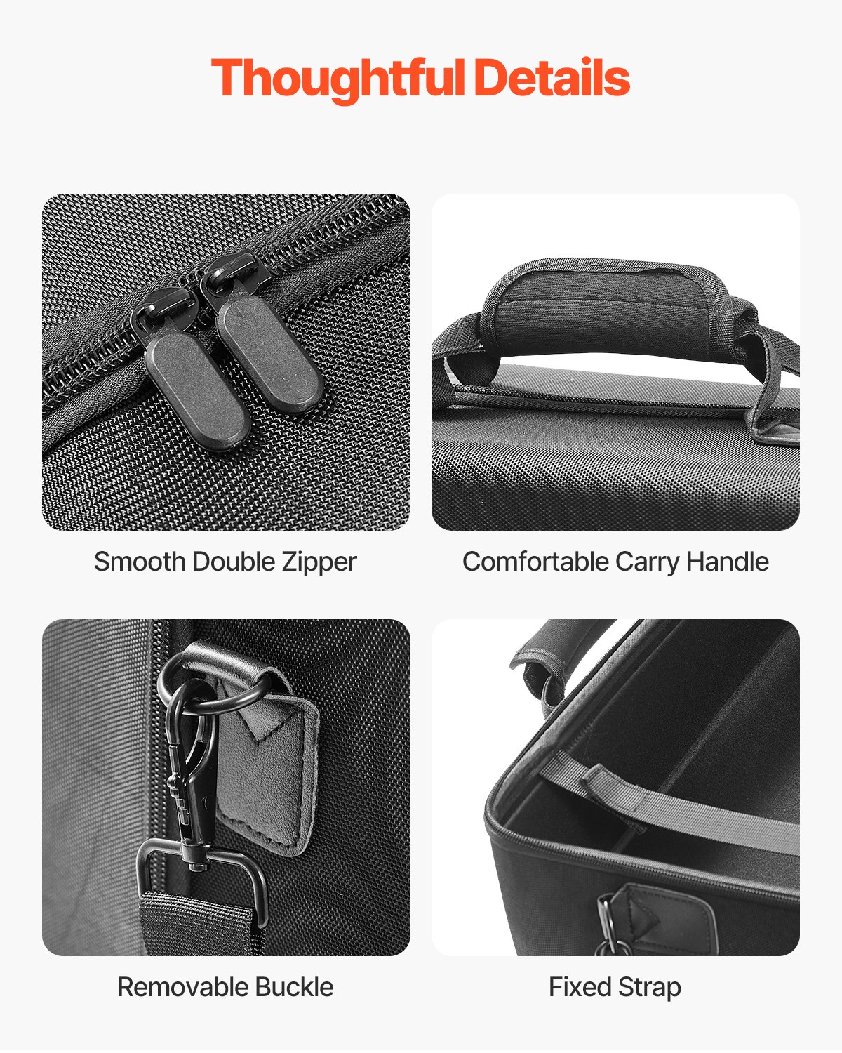 VEVOR Estuche de Transporte PS5, Bolsa de Viaje 395 x 190 x 250 mm para PlayStation 5 Slim EVA a Prueba de Golpes con Forro Interior Suave, Divisores Acolchados y Asa para Almacenamiento, Negro