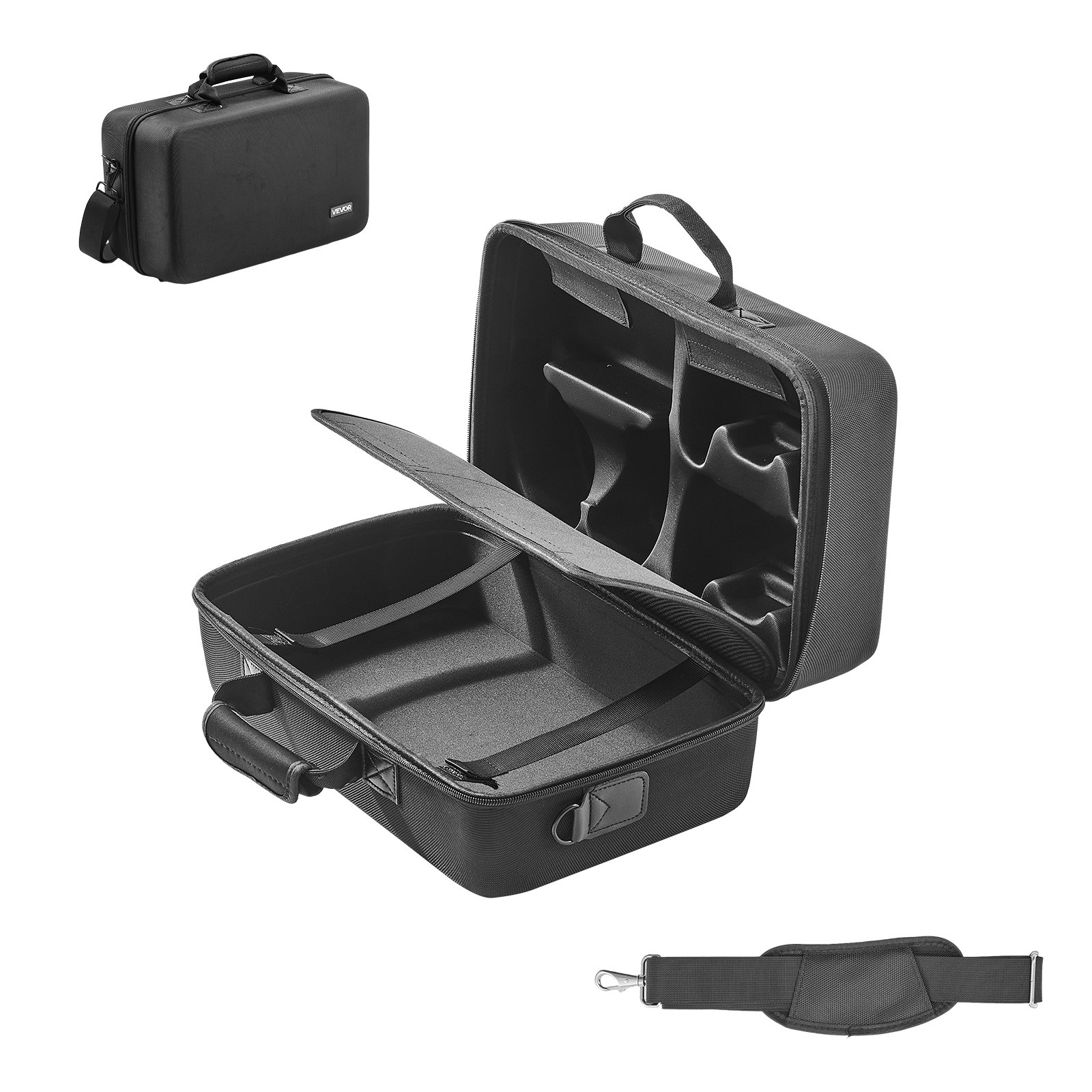 VEVOR Estuche de Transporte PS5, Bolsa de Viaje 395 x 190 x 250 mm para PlayStation 5 Slim EVA a Prueba de Golpes con Forro Interior Suave, Divisores Acolchados y Asa para Almacenamiento, Negro