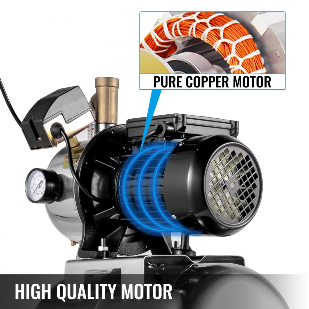 Vevor Bomba De Chorro Con Tanque Bomba De Agua Doméstica 1000 W 4350 L / H