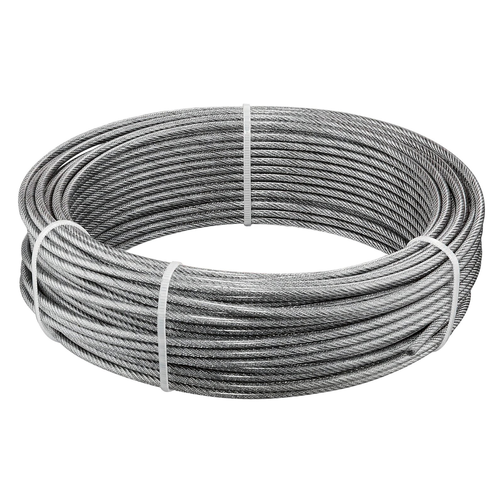 VEVOR Cable de Acero Inoxidable 304 Diámetro de 3,2 mm, Rollo de Cuerda de Alambre 30,5 m, Resistencia a la Rotura de 2 KN, Construcción de 7 x 7,  para Barandillas de Terraza, Enrejados de Jardín