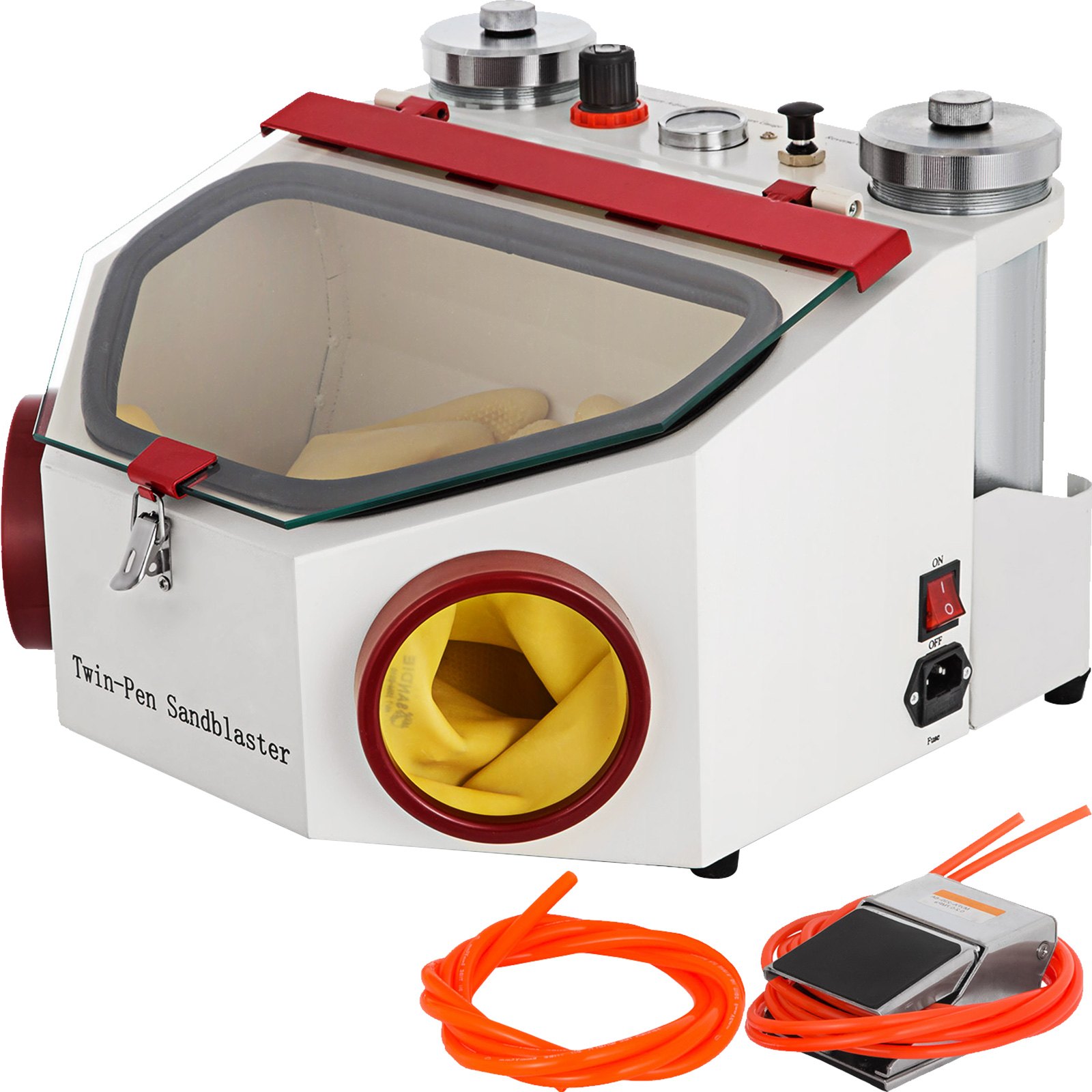 VEVOR Máquina Chorro de Arena, 220V/50HZ Máquina de Chorro de Arena Dental, 4KG/CM Máquina Profesional para Limpieza con Chorro de Arena con 2 Tanques para Industria Dental