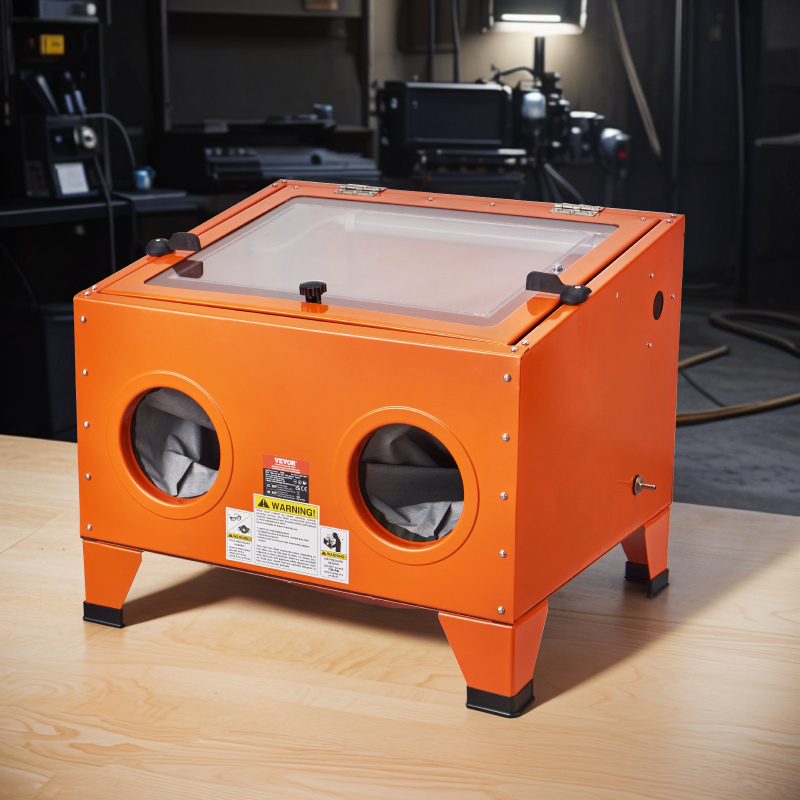 VEVOR Gabinete de chorro de arena, gabinete de chorro de arena portátil de 106 L de 40 a 120 PSI, chorro de arena de acero resistente con pistola de chorro de arena y 4 boquillas de cerámica