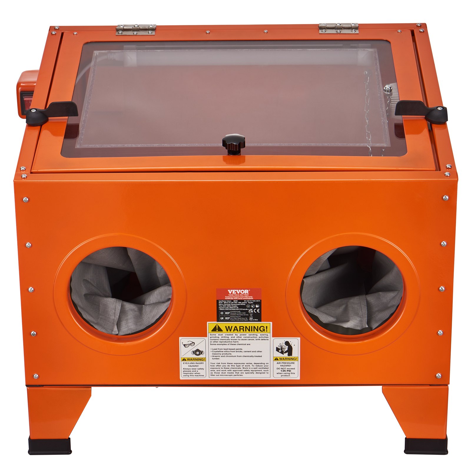 VEVOR Gabinete de chorro de arena, gabinete de chorro de arena portátil de 106 L de 40 a 120 PSI, chorro de arena de acero resistente con pistola de chorro de arena y 4 boquillas de cerámica