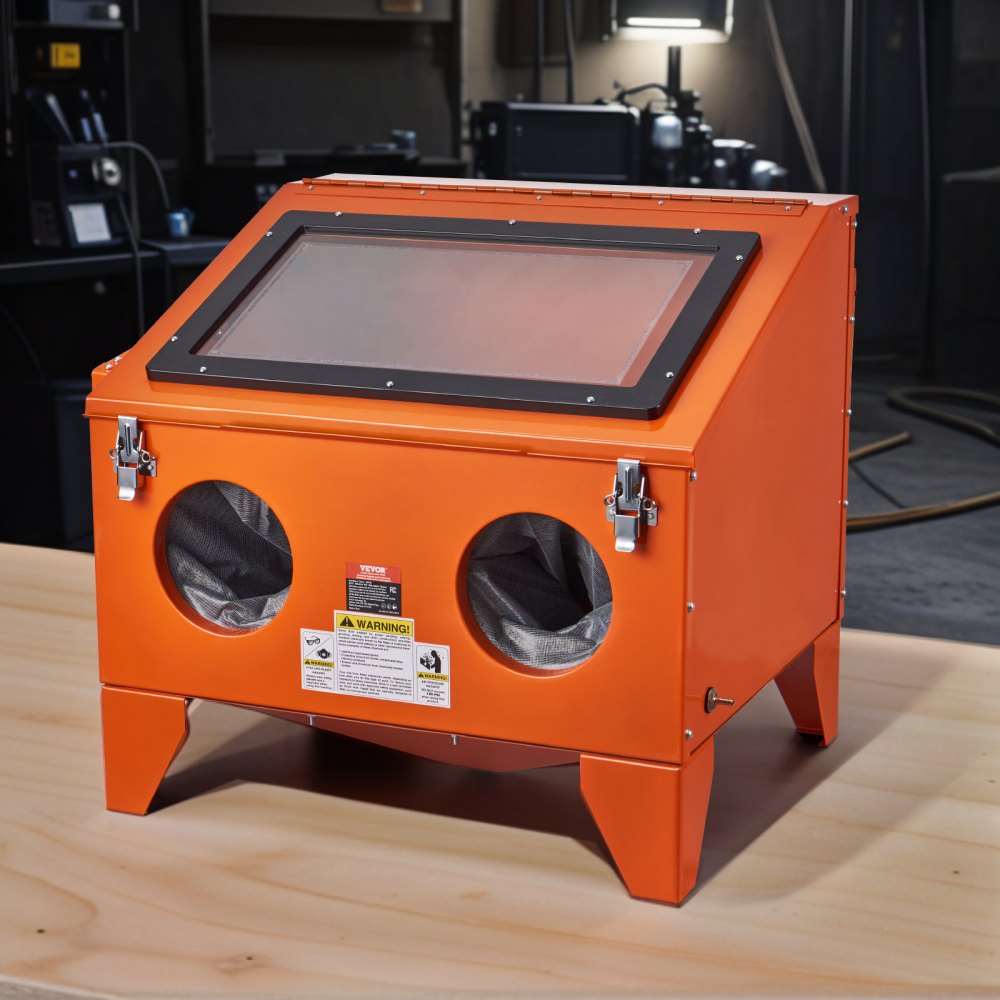 VEVOR 40-Gallon Sandblasting Cabinet, 40-120 PSI Portable Tabletop Sandblasting Cabinet, Heavy-Duty Steel Sandblaster with Blasting Gun and 4 Ceramic Nozzles for Removing Paint, Stains, and Rust