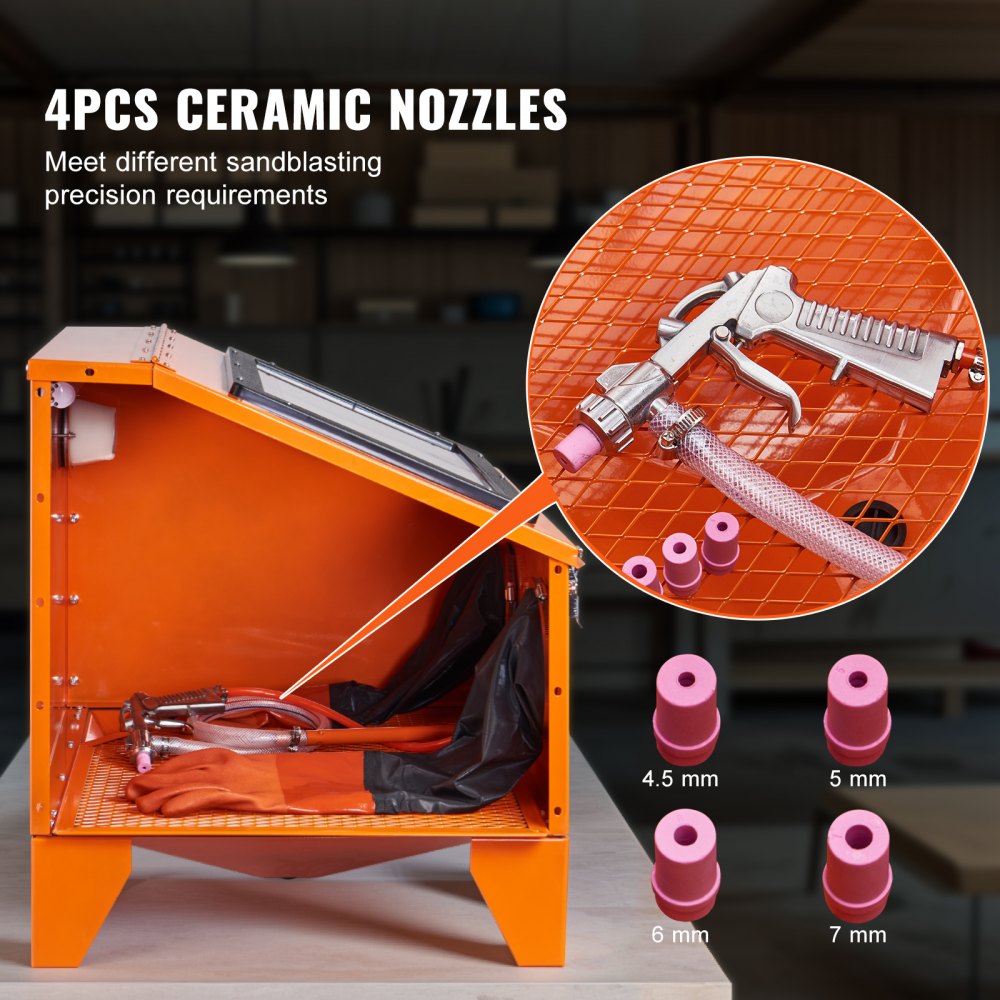 VEVOR Gabinete de chorro de arena, gabinete de chorro de arena portátil de 151,6 L de 40 a 120 PSI, chorro de arena de acero resistente con pistola de chorro de arena y 4 boquillas de cerámica