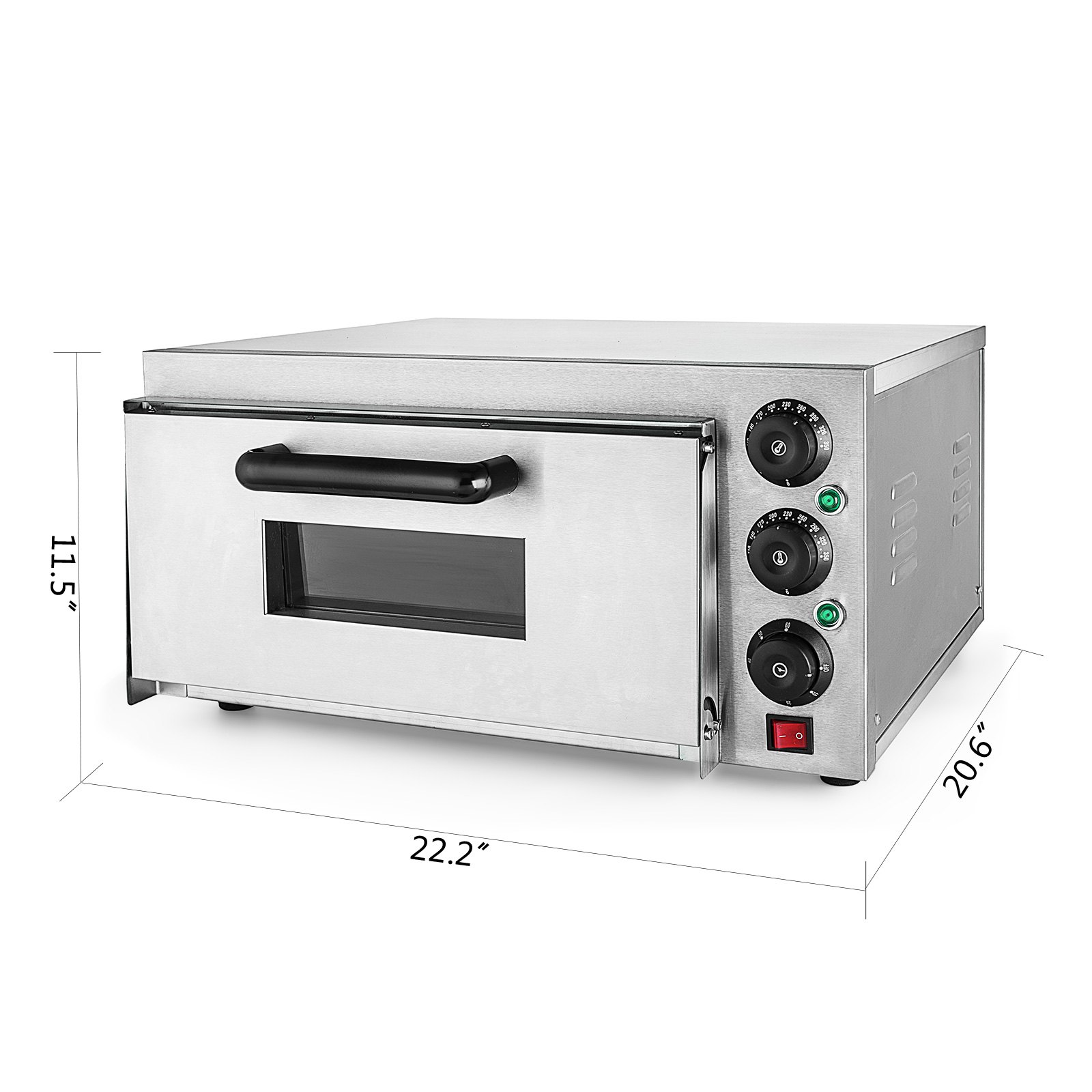 Horno De Pizza Electrico 2kw Pizzeria 1 Pizza acero Inoxidable