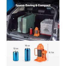 VEVOR Gato Hidráulico de Suelo 12 T, con Alcance de Elevación de 205-400 mm, para Coches, SUV, Camionetas, Talleres Mecánicos, Ascensores Domésticos y Maquinaria Agrícola, Naranja, 128 x 125 x 205 mm