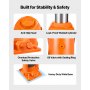 VEVOR Gato Hidráulico de Suelo 20 T, Elevación 225-435 mm, Resistente, para Coches, SUV, Camionetas, Reparación Automóviles, Elevadores Domésticos, Equipos Agrícolas, Naranja, 140 x 140 x 225 mm