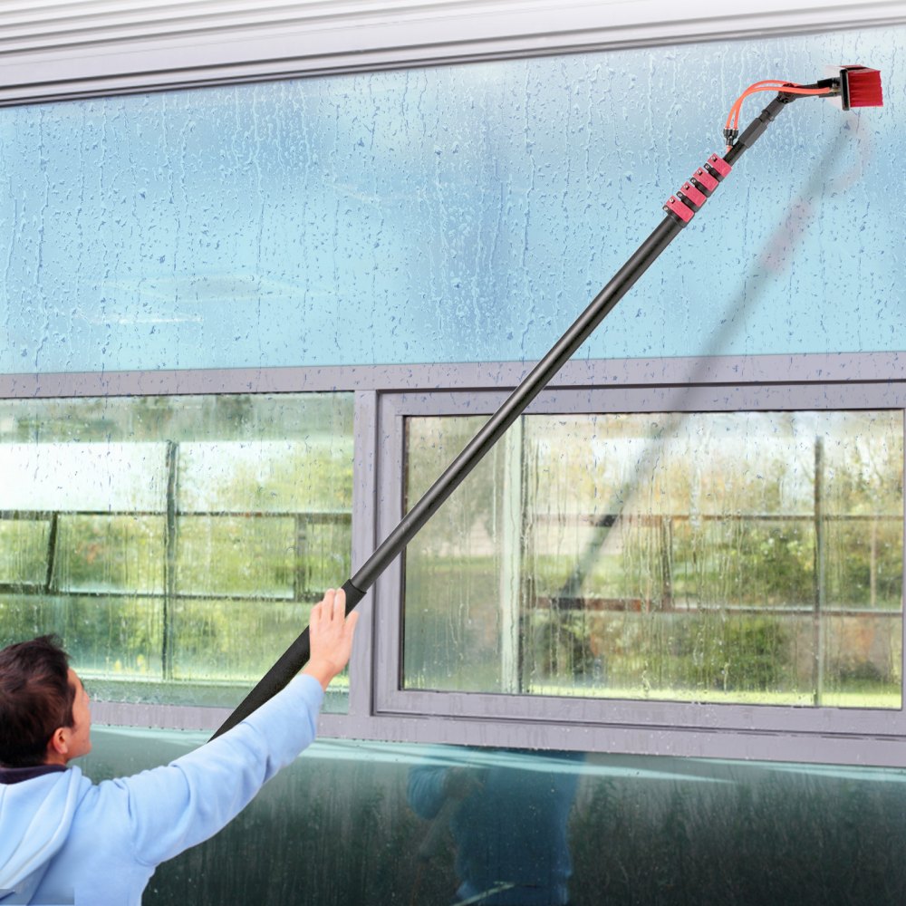 VEVOR Poste Alimentado por Agua 6m Cepillo de Agua para Paneles Solares Ventanas