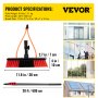 VEVOR Poste Alimentado por Agua 6m Cepillo de Agua para Paneles Solares Ventanas