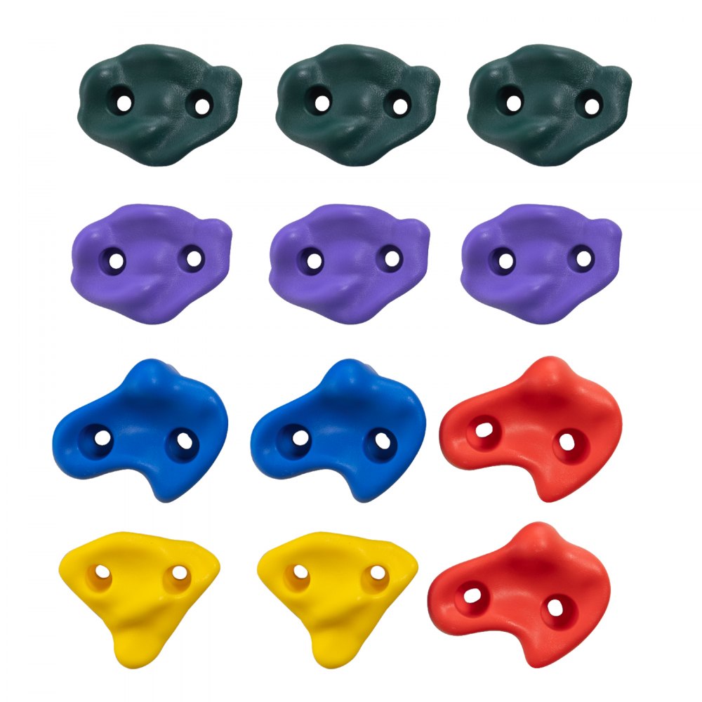 VEVOR Kit de escalada de árboles Ninja, 12 presas para trepar árboles, 6 correas de trinquete y una escalera para trepar, rocas para escalar para niños y adultos, varios colores y formas, para guerreros ninja al aire libre