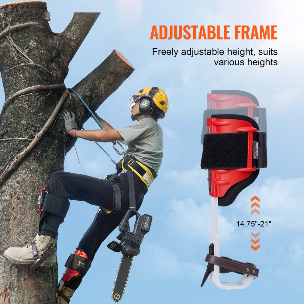 VEVOR - Picos para trepar árboles, 1 par de espuelas de aluminio para trepar, capacidad de carga de 350 libras, equipo para trepar árboles con correas y protectores de picos, equipo de arboricultura para escaladores, caza, recolección de frutas, color rojo